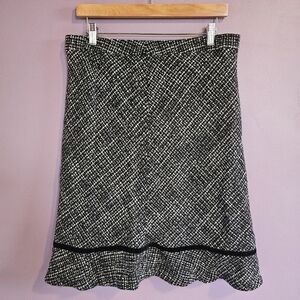 Gap Vintage 2000s Acrylic Wool Blend Tweed A-Line Knee Length Tulip Hem Skirt